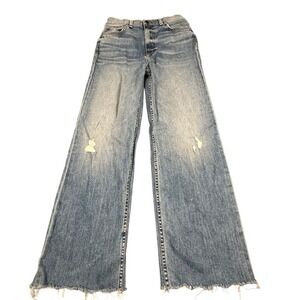 ASKK NY Women's Size 25 Crop‎ Wide Leg Raw Hem Denim Jeans Made in USA